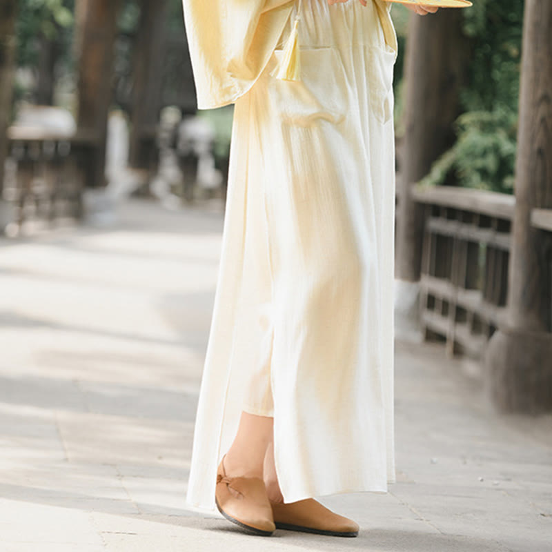 Jupe-pantalon à ourlet fendu et poches pour femme, couleur unie, motif Buddha Stones - image 4