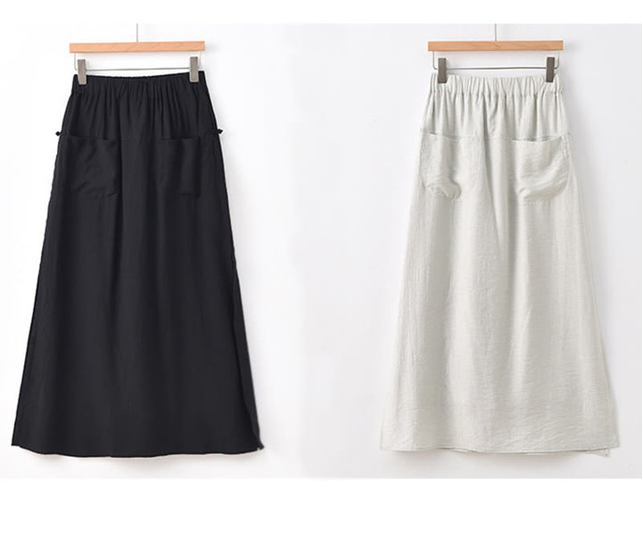 Jupe-pantalon à ourlet fendu et poches pour femme, couleur unie, motif Buddha Stones - image 24