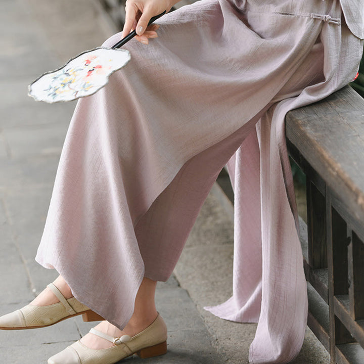 Jupe-pantalon à ourlet fendu et poches pour femme, couleur unie, motif Buddha Stones - image 20