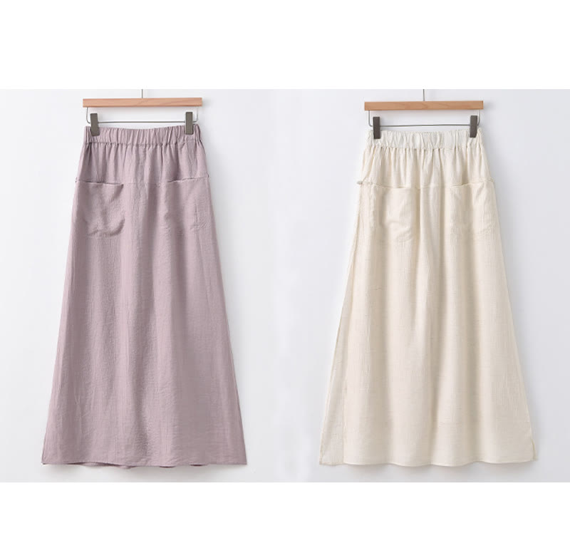 Jupe-pantalon à ourlet fendu et poches pour femme, couleur unie, motif Buddha Stones - image 23