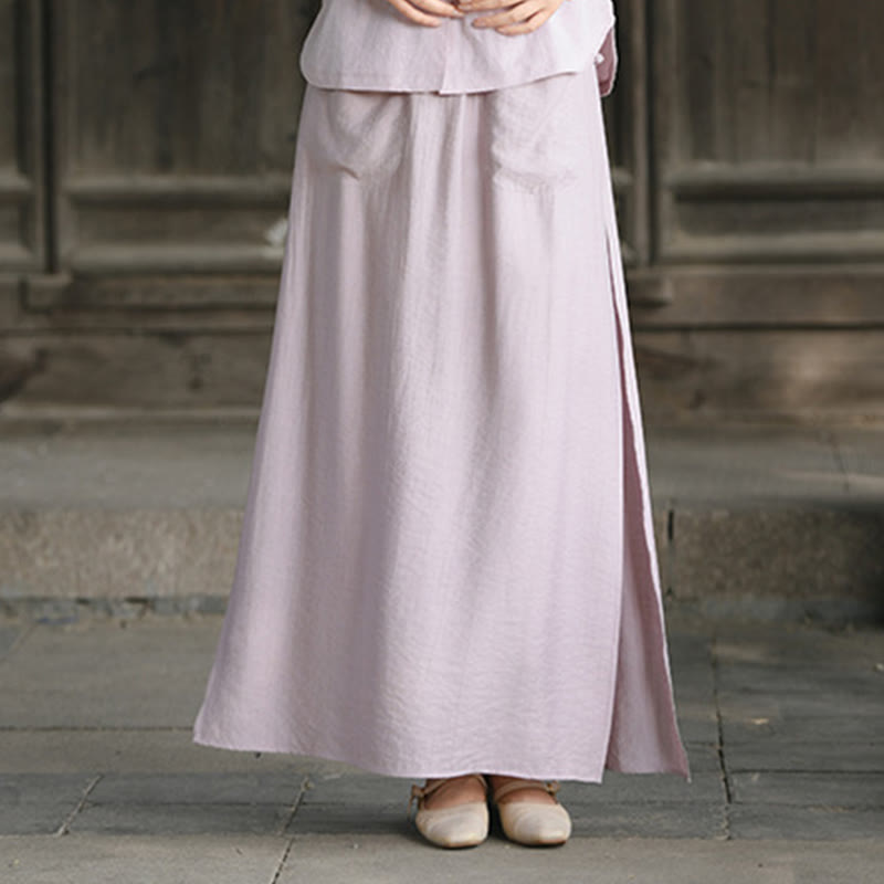 Jupe-pantalon à ourlet fendu et poches pour femme, couleur unie, motif Buddha Stones - RosyBrown - US8-10，UK/AU12-14，EU40-42 (2XL) - image 12