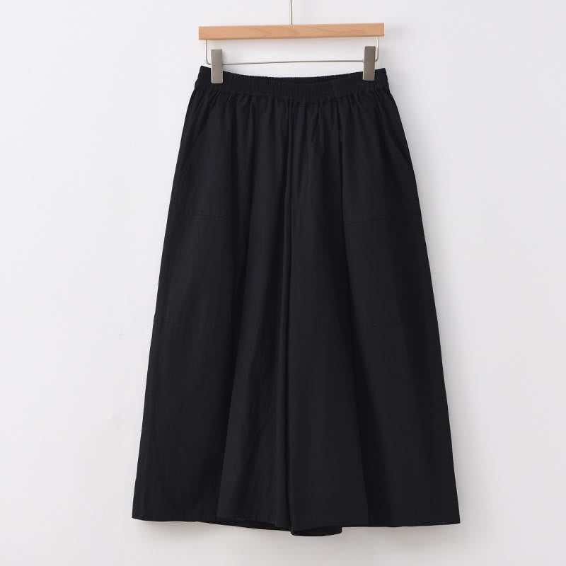 Pantalon capri court Buddha Stones taille haute en coton uni avec poches pour femme - Noir - US8-10，UK/AU12-14，EU40-42 (2XL) - image 21