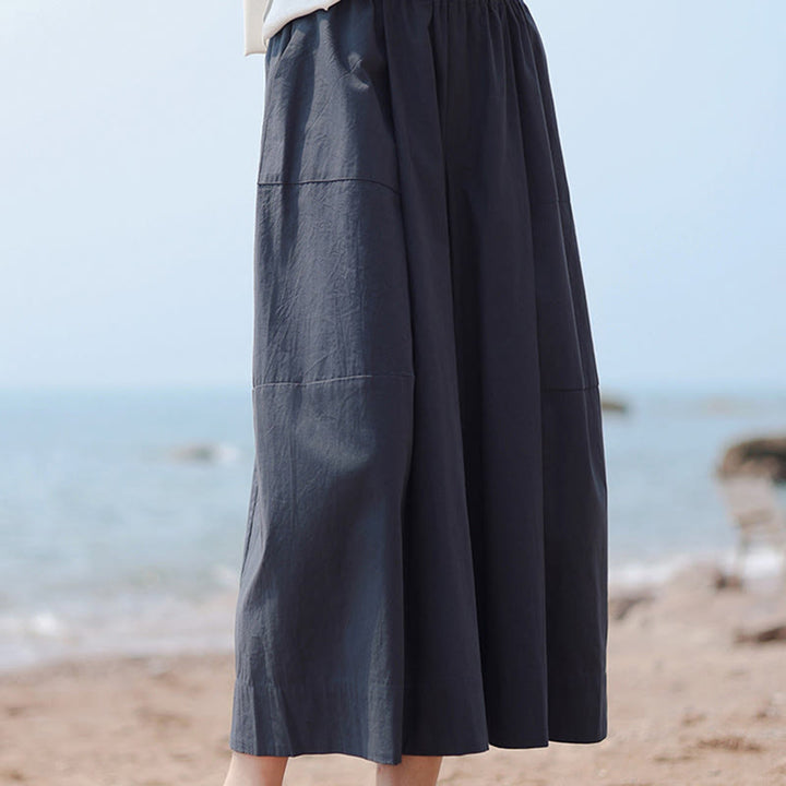 Pantalon capri court Buddha Stones taille haute en coton uni avec poches pour femme - image 5