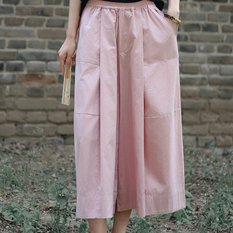 Pantalon capri court Buddha Stones taille haute en coton uni avec poches pour femme - image 14