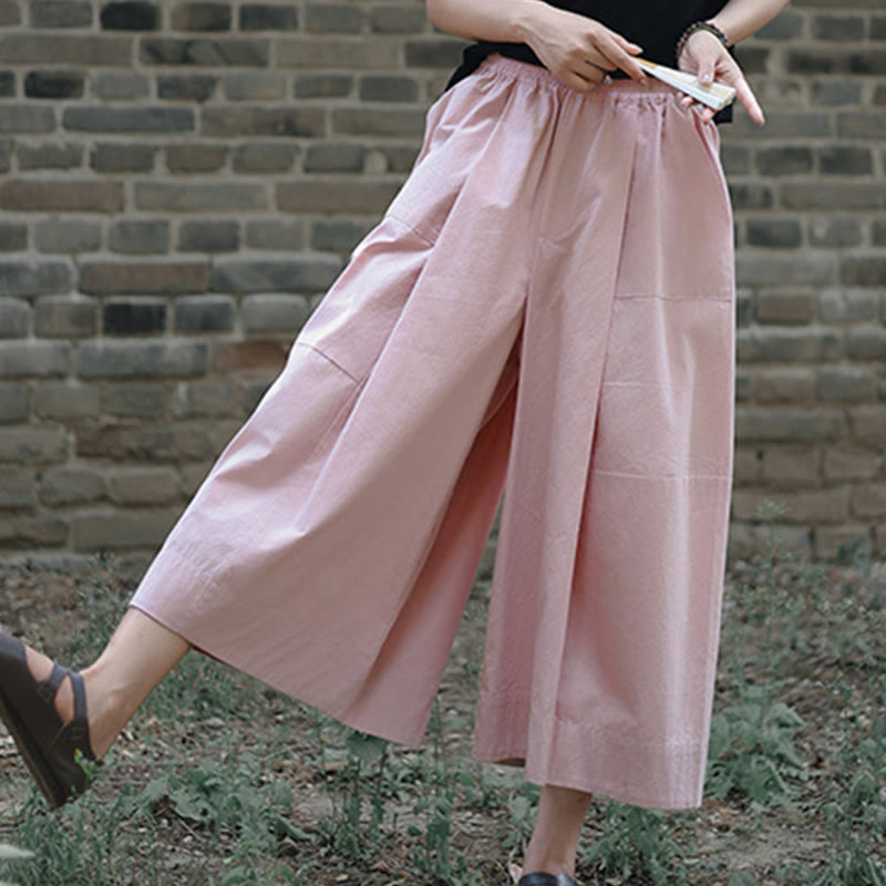 Pantalon capri court Buddha Stones taille haute en coton uni avec poches pour femme - Rose - US8-10，UK/AU12-14，EU40-42 (2XL) - image 7