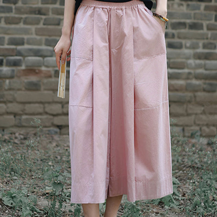 Pantalon capri court Buddha Stones taille haute en coton uni avec poches pour femme - image 13