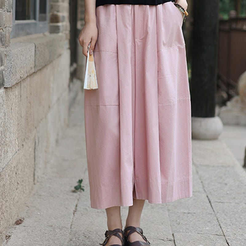 Pantalon capri court Buddha Stones taille haute en coton uni avec poches pour femme - image 10