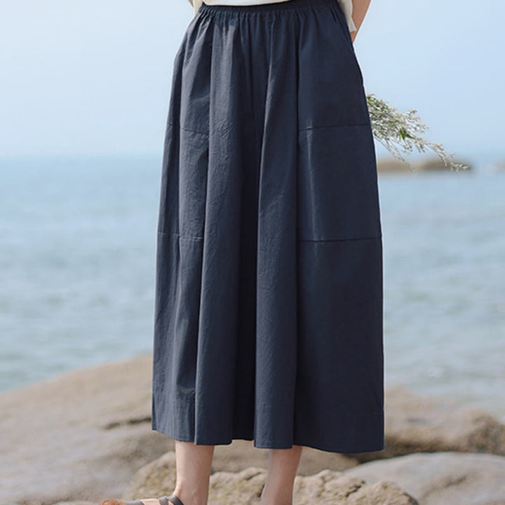 Pantalon capri court Buddha Stones taille haute en coton uni avec poches pour femme - image 5