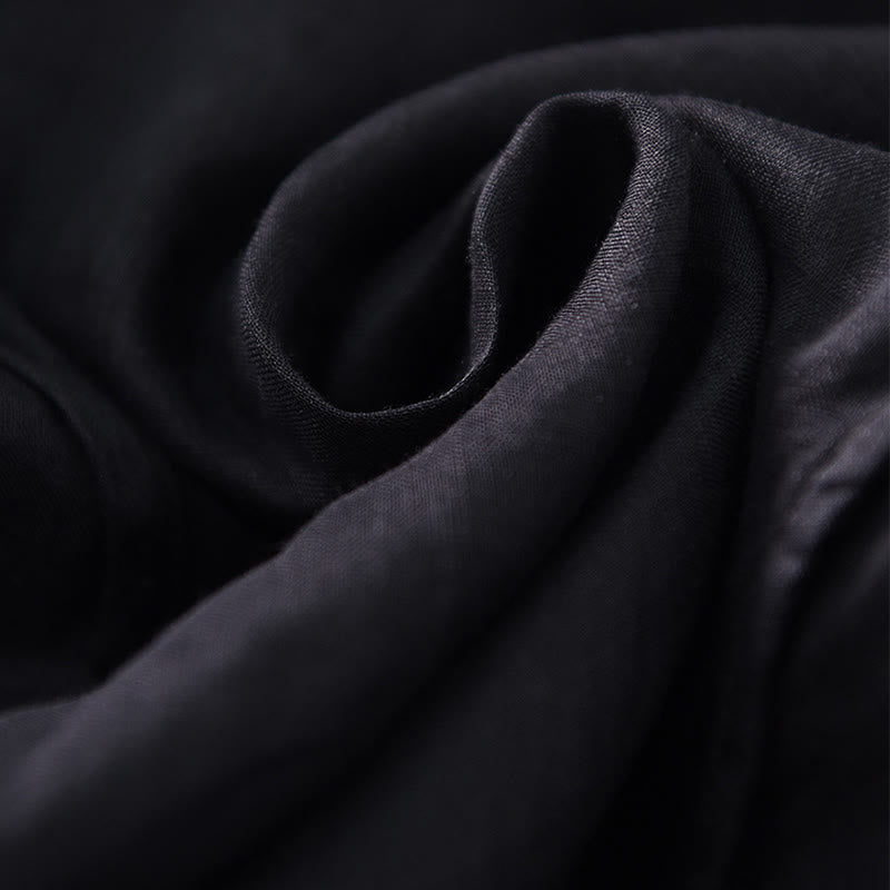 Robe longue en coton et lin à manches courtes et ourlet irrégulier avec Buddha Stones - image 11