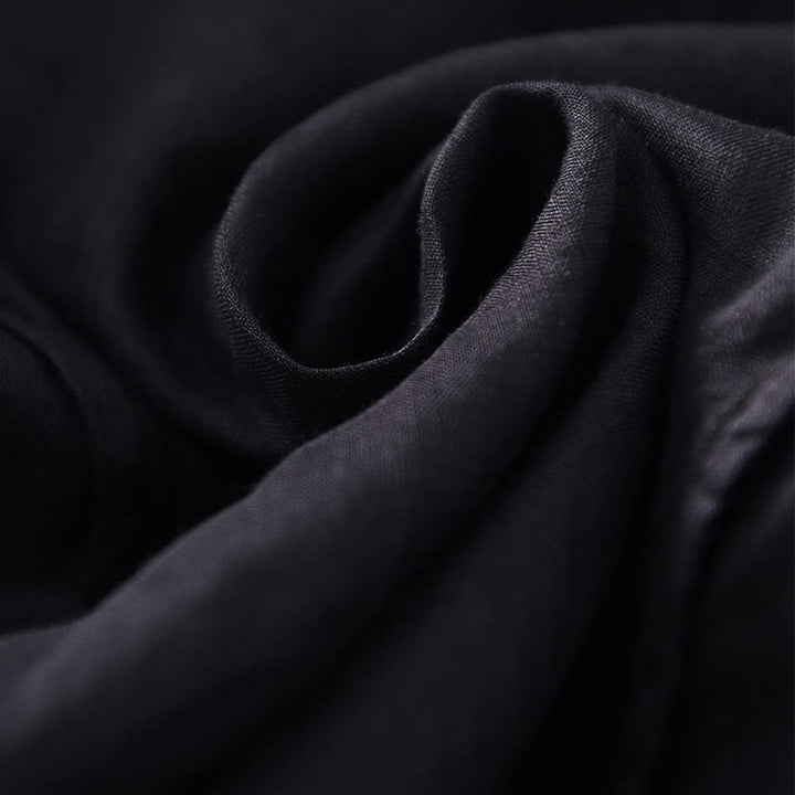 Robe longue en coton et lin à manches courtes et ourlet irrégulier avec Buddha Stones - image 11