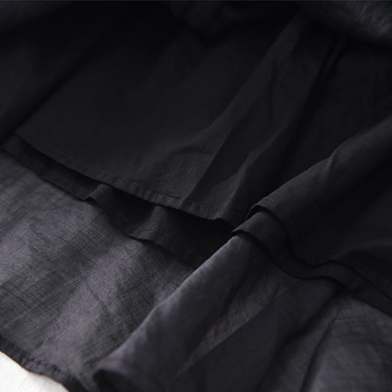 Robe longue en coton et lin à manches courtes et ourlet irrégulier avec Buddha Stones - image 10