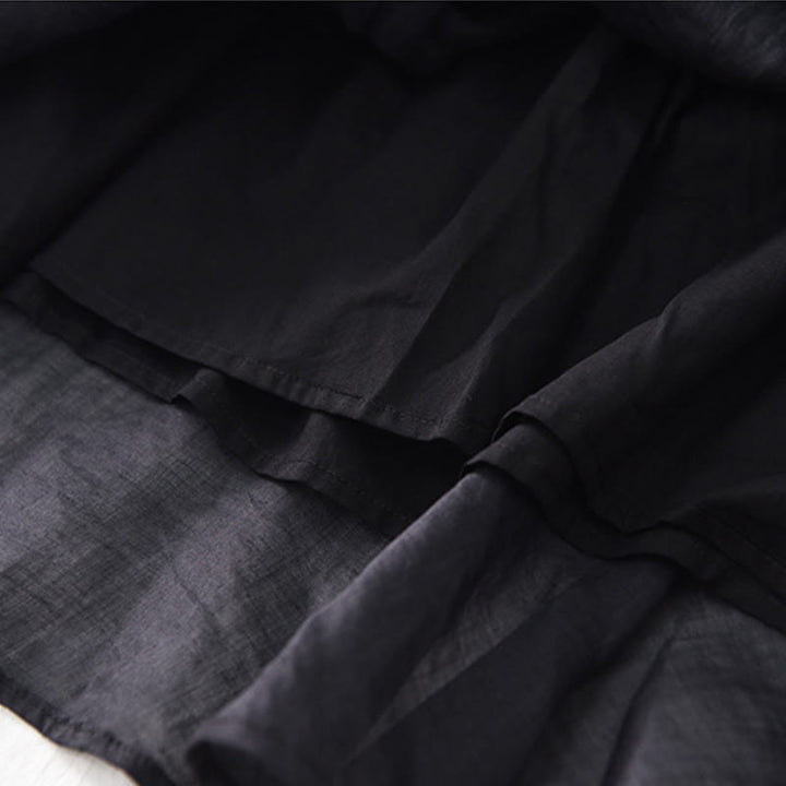 Robe longue en coton et lin à manches courtes et ourlet irrégulier avec Buddha Stones - image 10