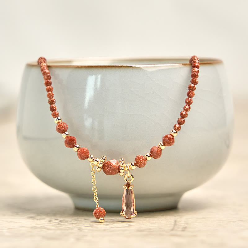 Bracelet multicouche positif en perles de pierre d'or naturelles de 2 mm Buddha Stones