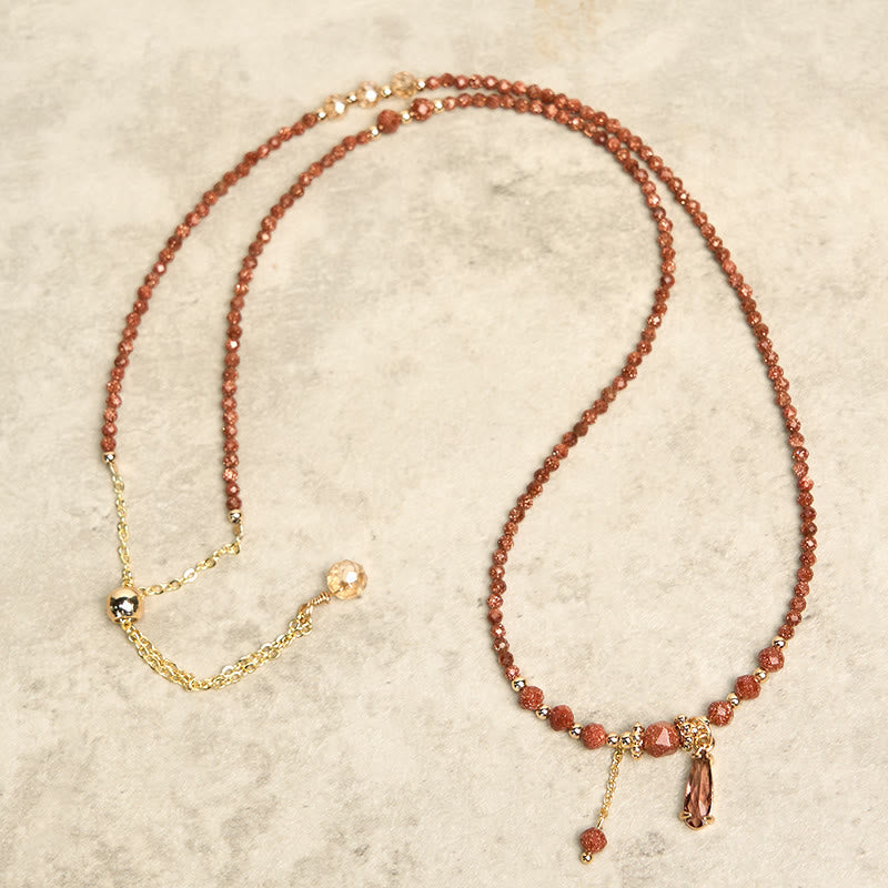 Bracelet multicouche positif en perles de pierre d'or naturelles de 2 mm Buddha Stones