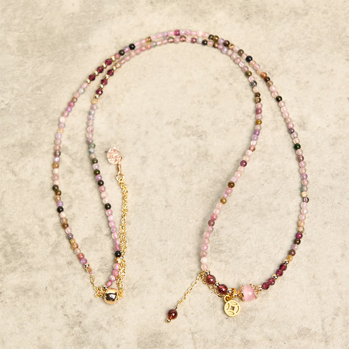 Bracelet de sagesse en Buddha Stones, perles irrégulières de 2,5 mm, tourmaline colorée