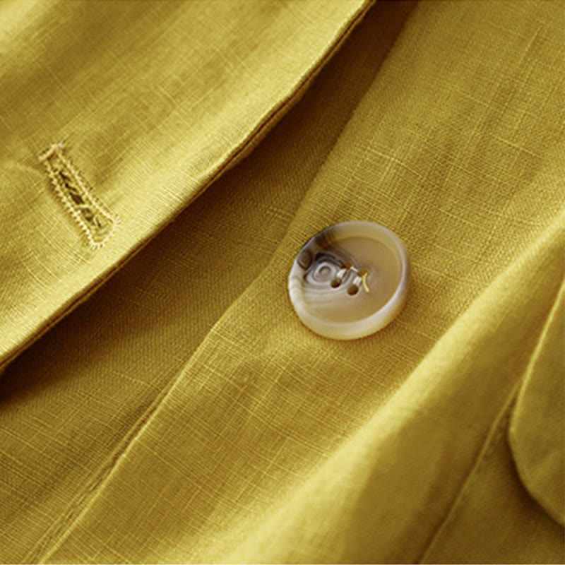 Veste de costume boutonnée en coton à manches trois-quarts et poches pour femme Buddha Stones - image 9
