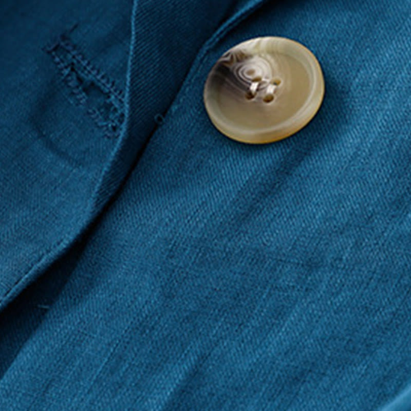 Veste de costume boutonnée en coton à manches trois-quarts et poches pour femme Buddha Stones - image 16