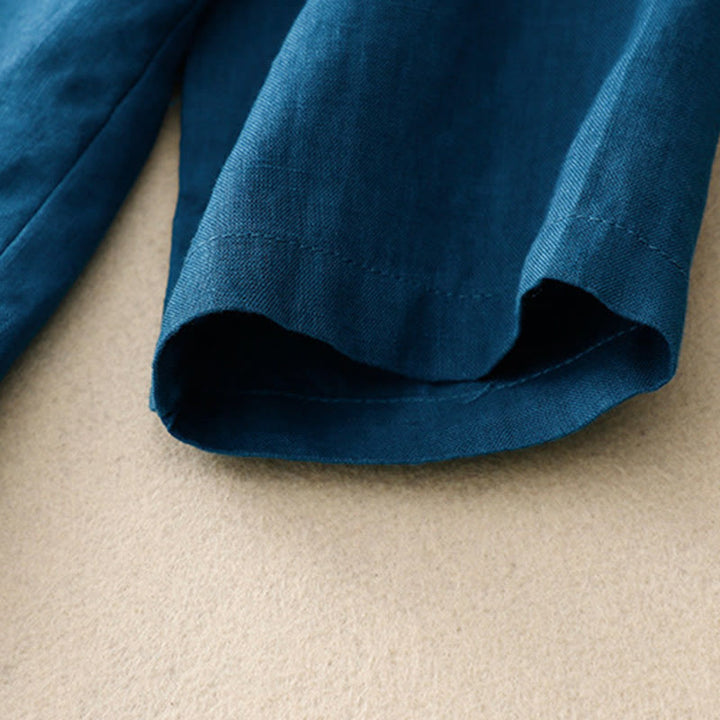 Veste de costume boutonnée en coton à manches trois-quarts et poches pour femme Buddha Stones - image 17