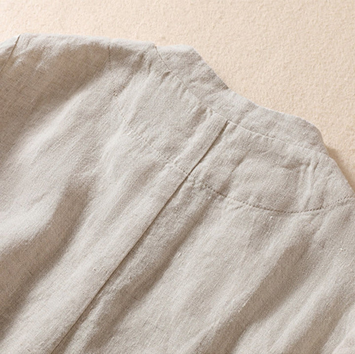 Veste à manches longues et col montant en coton et lin pour femme Buddha Stones avec poches - image 4