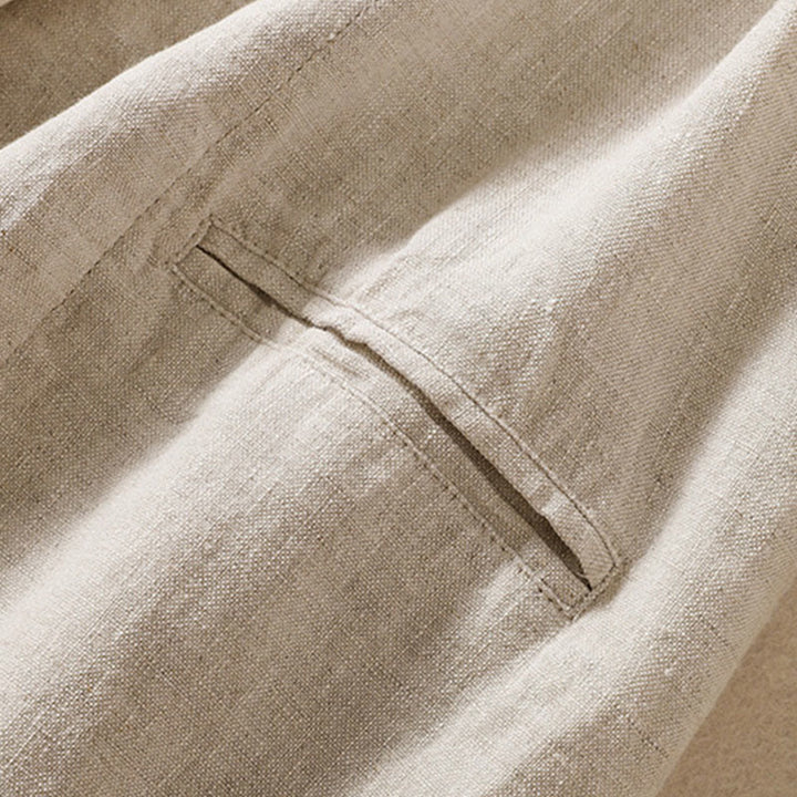 Chemise à manches longues en coton et lin Buddha Stones pour femme, col montant et poches - image 12