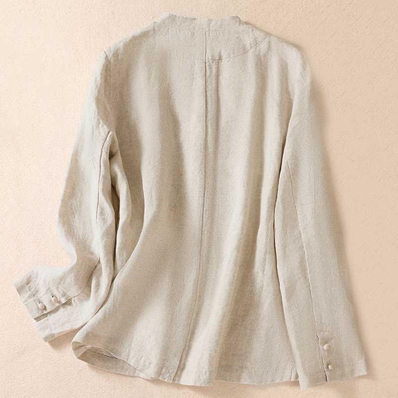 Chemise à manches longues et col montant pour femme Buddha Stones avec poches - image 1