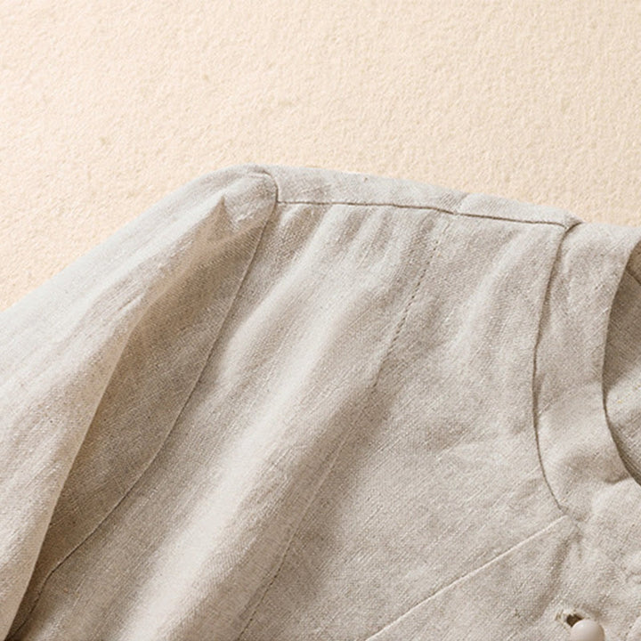 Veste à manches longues et col montant en coton et lin pour femme Buddha Stones avec poches - image 6