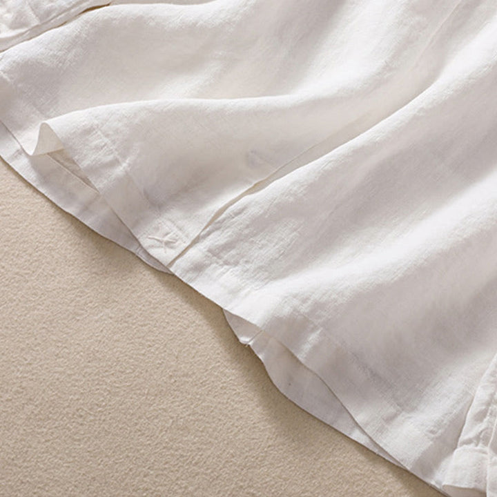 Veste à manches longues et col montant en coton et lin pour femme Buddha Stones avec poches - image 17