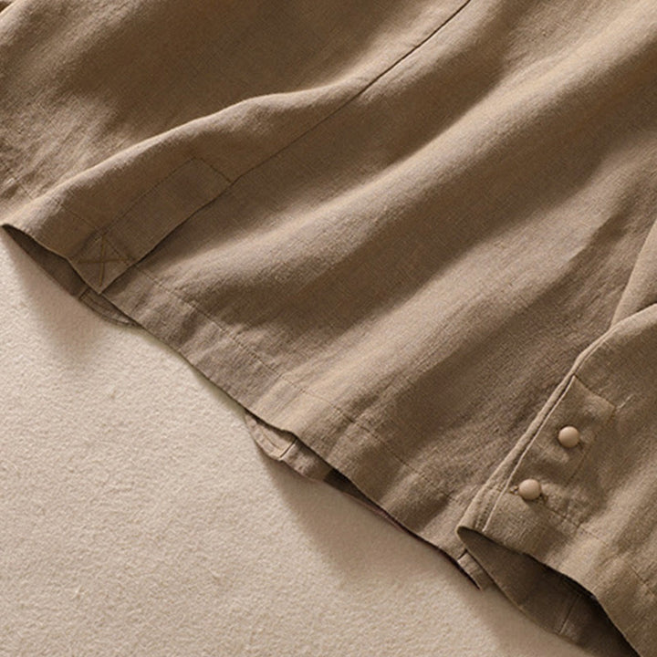 Veste à manches longues et col montant en coton et lin pour femme Buddha Stones avec poches - image 24