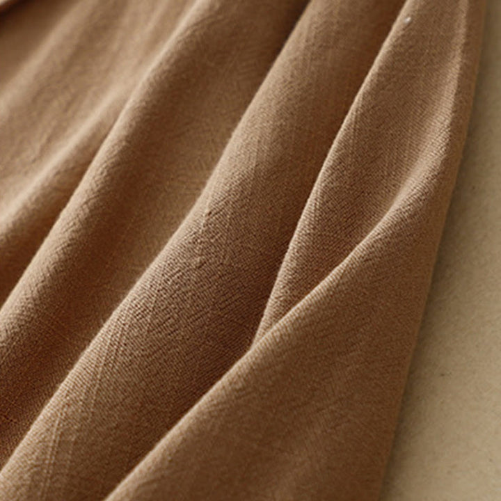 Veste à manches longues et poches pour femme Buddha Stones, en coton et lin, avec boutons grenouille - image 3