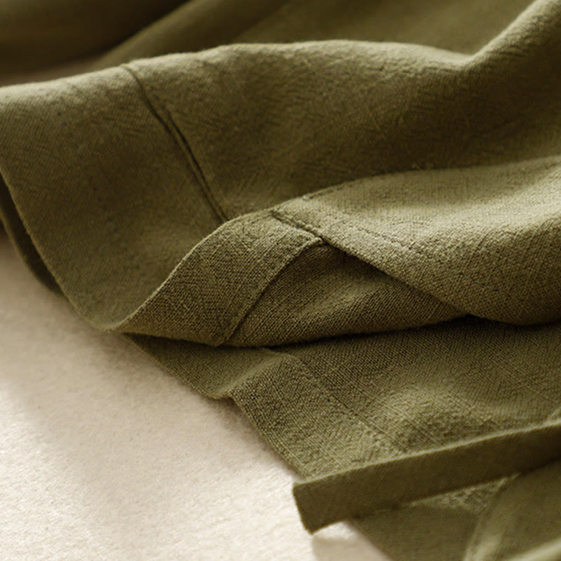 Veste à manches longues et poches pour femme Buddha Stones, en coton et lin, avec boutons grenouille - image 8