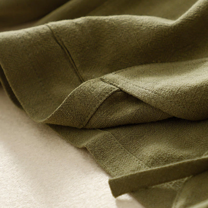 Veste à manches longues et poches pour femme Buddha Stones, en coton et lin, avec boutons grenouille - image 8