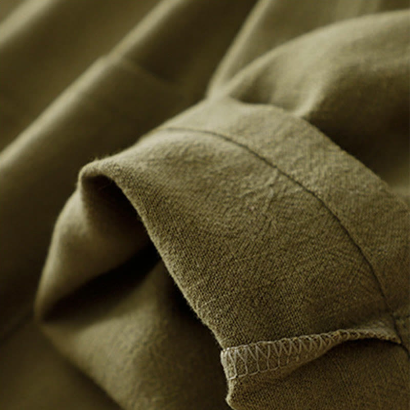 Veste à manches longues et poches pour femme Buddha Stones, en coton et lin, avec boutons grenouille - image 7