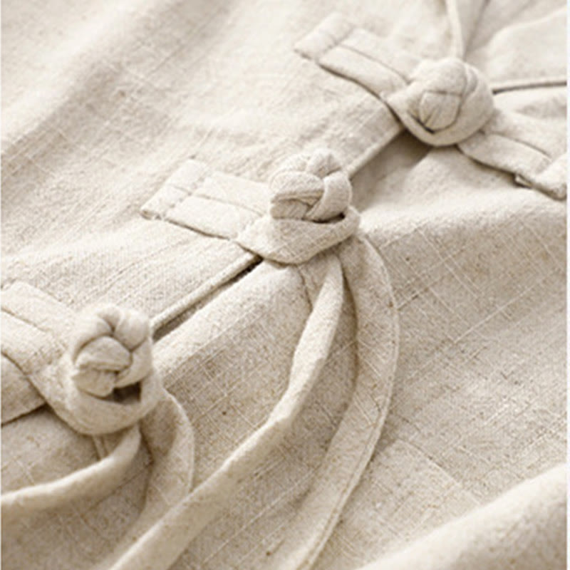 Veste à manches longues et poches pour femme Buddha Stones, en coton et lin, avec boutons grenouille - image 20