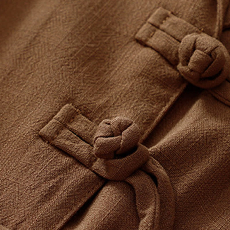 Veste à manches longues et poches pour femme Buddha Stones, en coton et lin, avec boutons grenouille - image 31