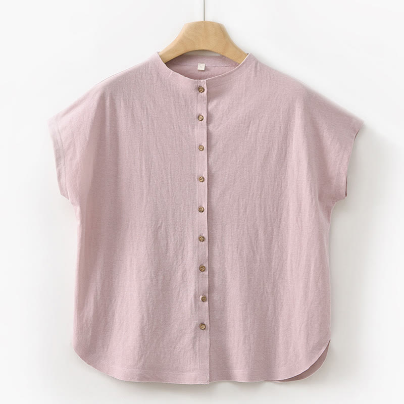 Ensemble 2 pièces pour femme, chemise à manches courtes, jupe et poches, motif Buddha Stones, en coton, idéal pour la méditation - Chemise rose clair - US8-10，UK/AU12-14，EU40-42 (2XL) - image 10
