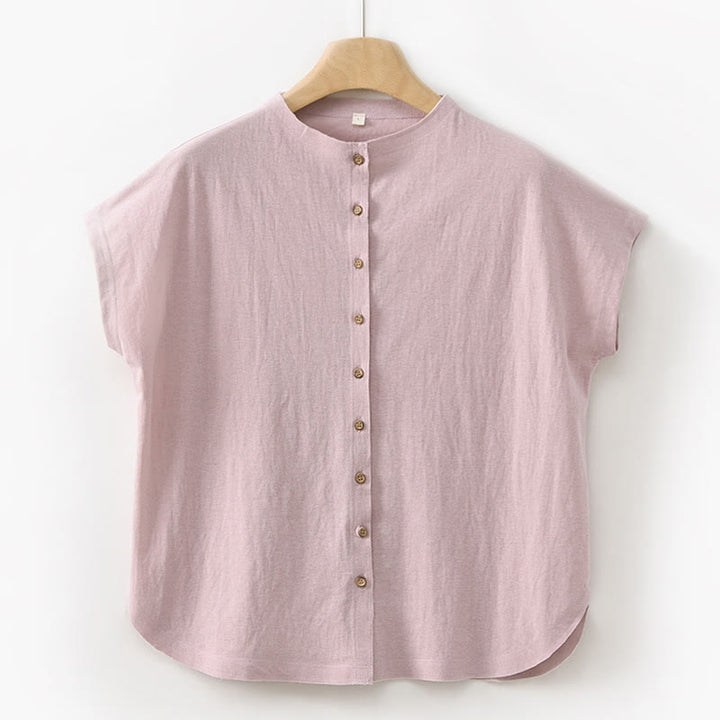 Ensemble 2 pièces pour femme, chemise à manches courtes, jupe et poches, motif Buddha Stones, en coton, idéal pour la méditation - Chemise rose clair - US8-10，UK/AU12-14，EU40-42 (2XL) - image 10