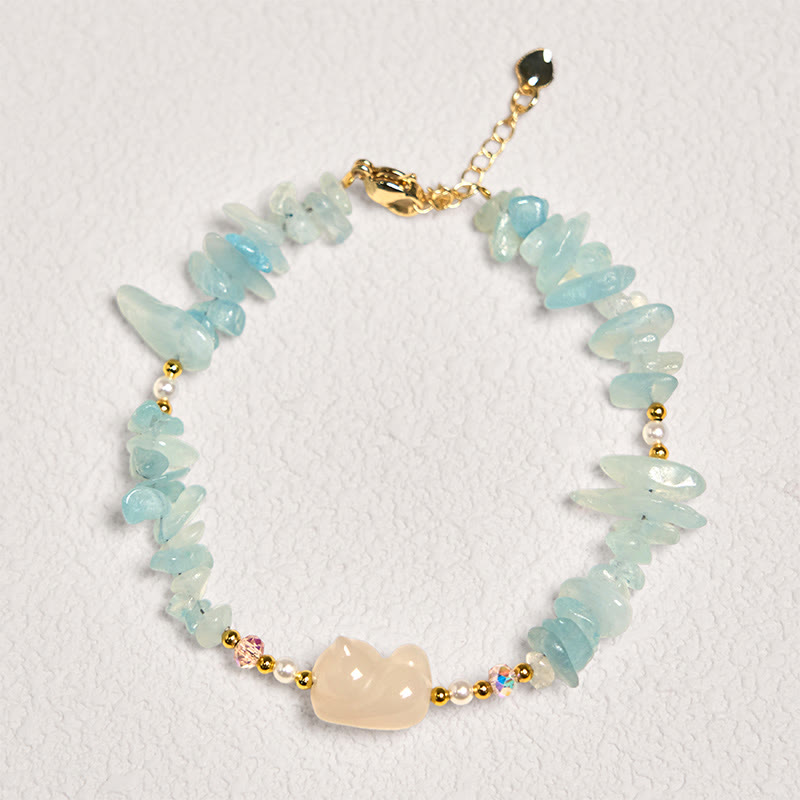 Bracelet de guérison en aigue-marine irrégulière naturelle en Buddha Stones - image 2