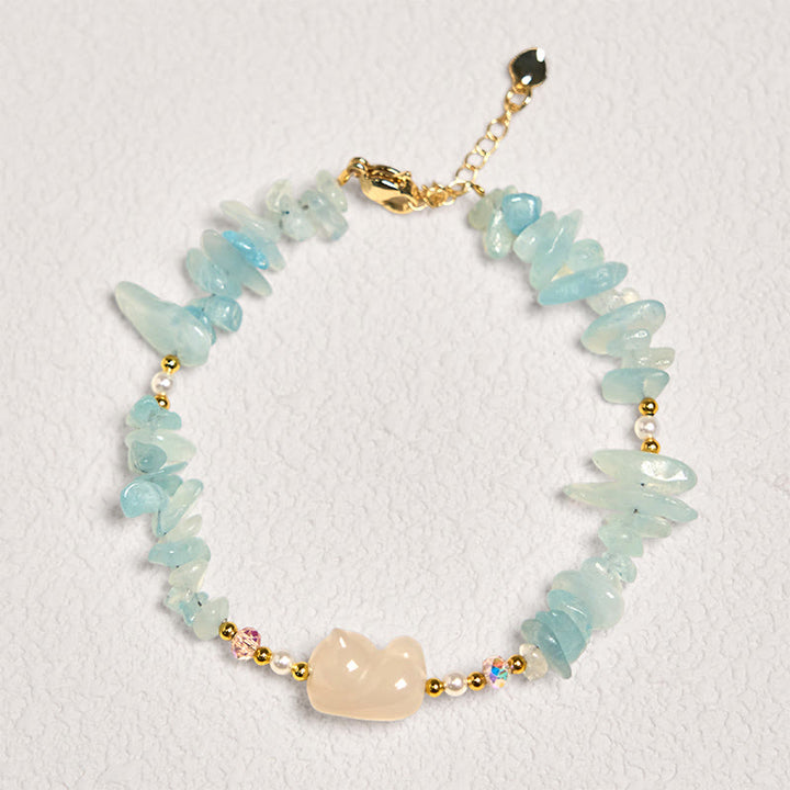 Bracelet de guérison en aigue-marine irrégulière naturelle en Buddha Stones - image 2