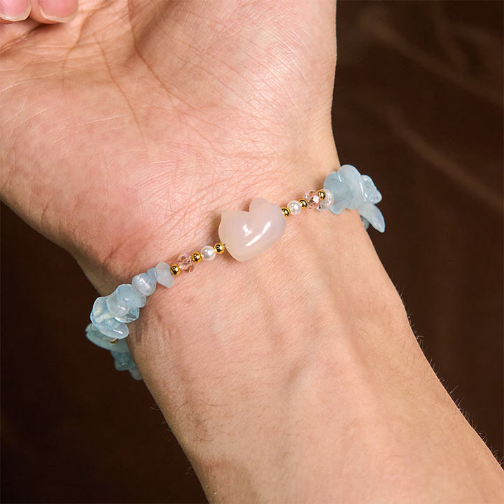 Bracelet de guérison en aigue-marine irrégulière naturelle en Buddha Stones - image 5