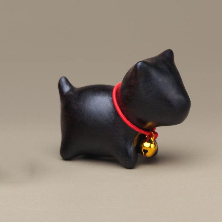 Buddha Stones de santal vert Petite feuille Bois de santal rouge Chat mignon Animaux Décoration de paix apaisante - Petit chien noir en bois d'ébène - image 29
