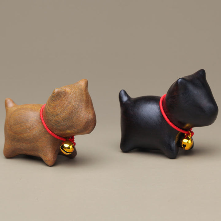 Buddha Stones de santal vert Petite feuille Bois de santal rouge Chat mignon Animaux Décoration de paix apaisante