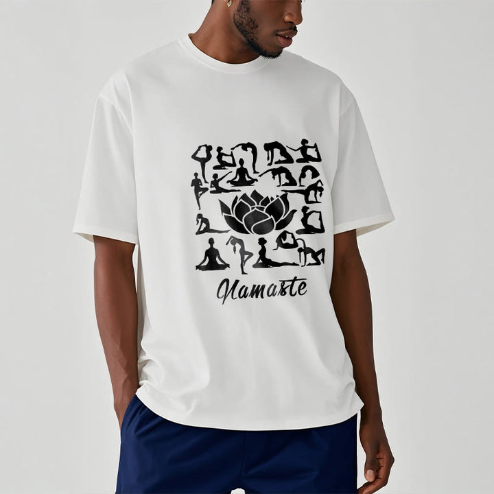 T-shirt décontracté à motifs de fleurs de lotus et de Buddha Stones, diverses postures de yoga - image 9