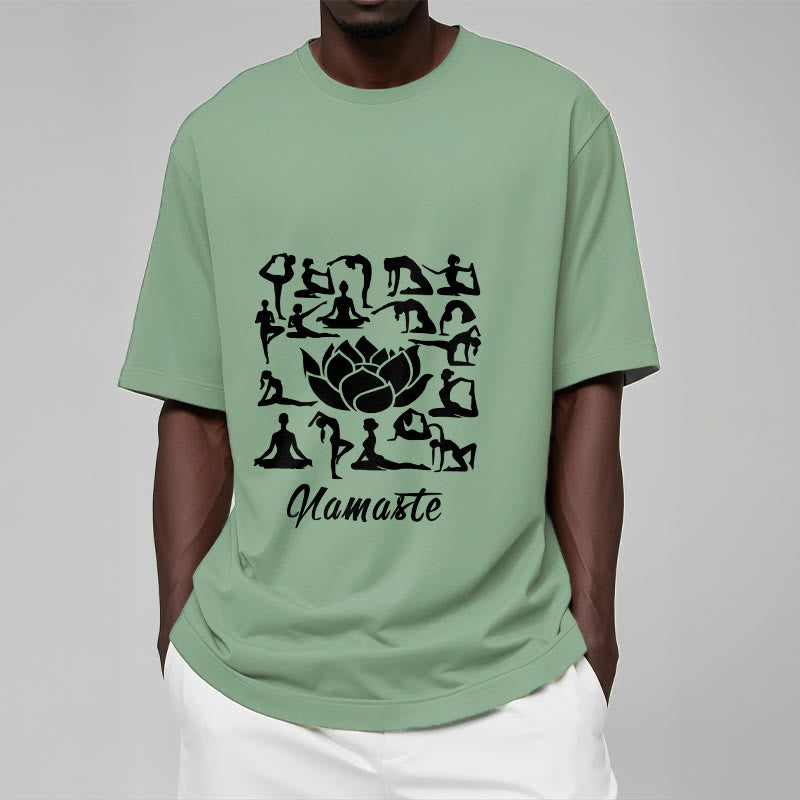 T-shirt décontracté à motifs de fleurs de lotus et de Buddha Stones, diverses postures de yoga - image 16