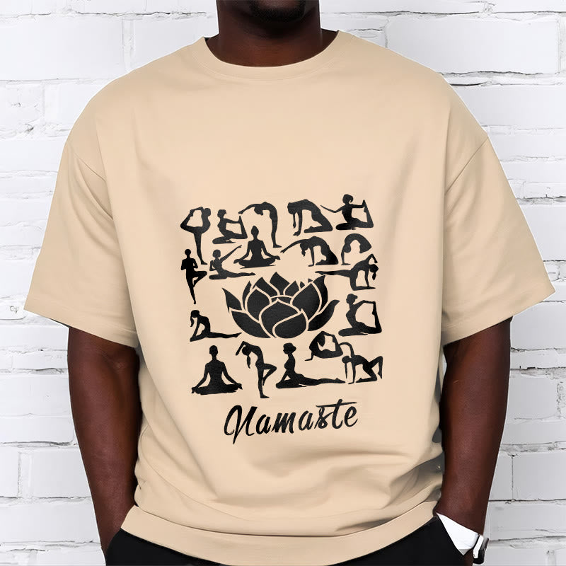 T-shirt décontracté à motifs de fleurs de lotus et de Buddha Stones, diverses postures de yoga - image 12