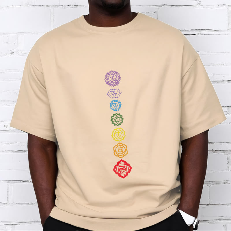 T-shirt décontracté à motif de Buddha Stones et cercles colorés Om Mani Padme Hum - image 10