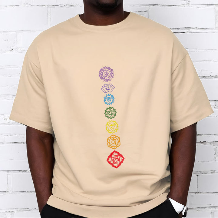 T-shirt décontracté à motif de Buddha Stones et cercles colorés Om Mani Padme Hum - image 10