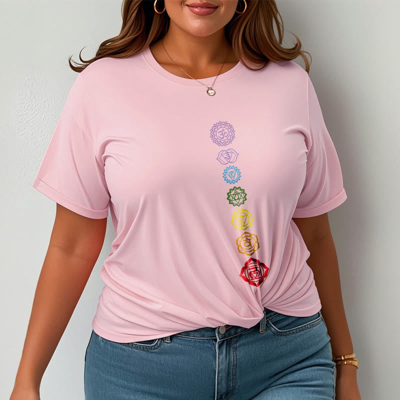 T-shirt décontracté à motif de Buddha Stones et cercles colorés Om Mani Padme Hum - image 14