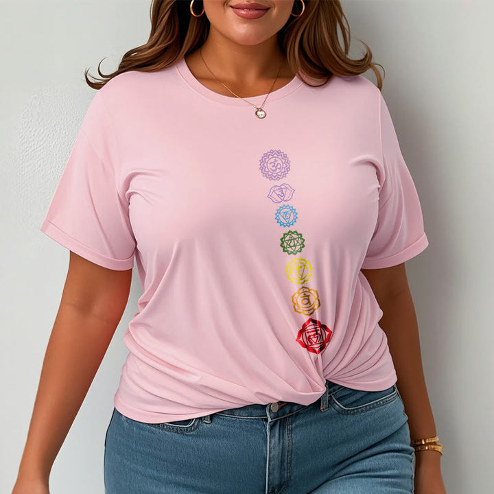 T-shirt décontracté à motif de Buddha Stones et cercles colorés Om Mani Padme Hum - image 14