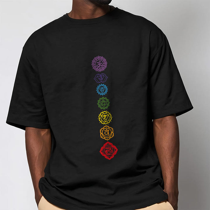 T-shirt décontracté à motif de Buddha Stones et cercles colorés Om Mani Padme Hum - image 6