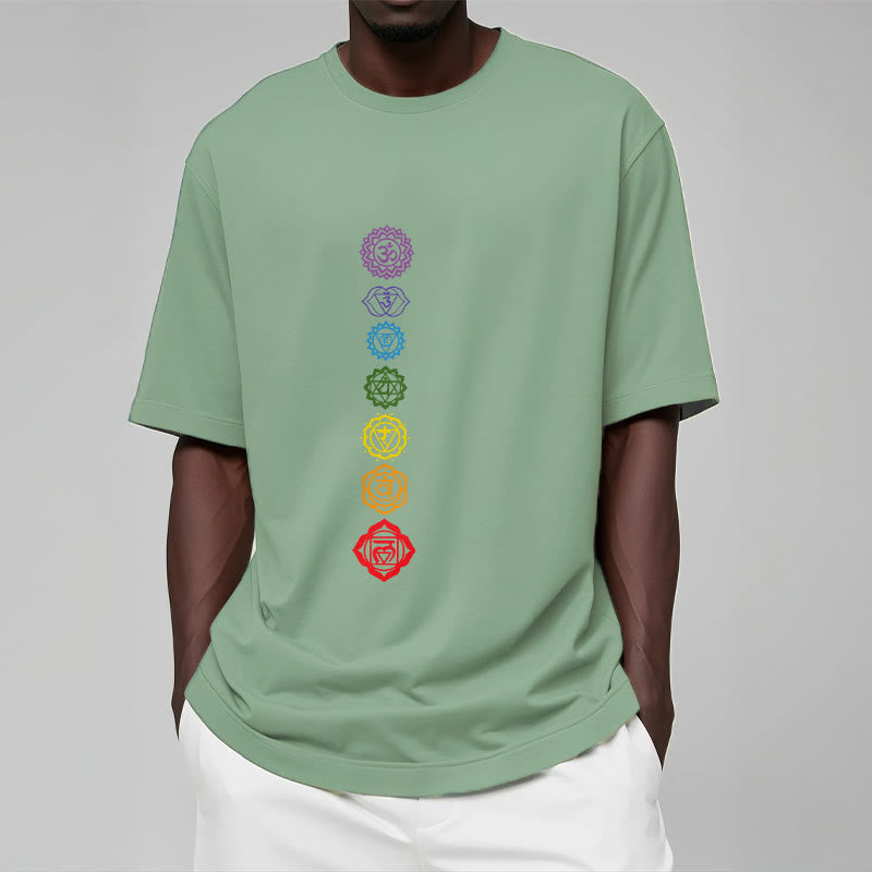 T-shirt décontracté à motif de Buddha Stones et cercles colorés Om Mani Padme Hum - image 16